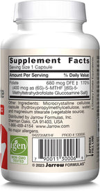 Jarrow Formulas Extra Strength Methyl Folate 400 mcg, Dietary Supplement for Cardiovascular and Neurologic Health Support, 60 Veggie Capsules, 60 Day Supply
