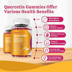 2 Packs Quercetin with Bromelain Gummies, Elderberry, Echinacea, Vitamin C D Zinc - Immune System Support 120 Counts Pure Quercetin Supplements Gummies for Kids & Adults