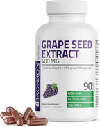 Bronson Grape Seed Extract 400 mg - Antioxidant & Immune Support - Standardized Extract with 95% Proanthocyanidins- Non GMO, 90 Vegetarian Capsules