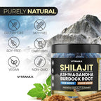 Pure Shilajit Gummies, Sea Moss, Ashwagandha, 105+ Trace Minerals – Organic Burdock Root & Lions Mane Mushroom - Blue Razz – Vegan & Non-GMO – Made in USA – 60ct