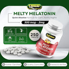 LANDAU 0.3mg-300 mcg Melty Melatonin for Kids & Adults – Easy-to-Take, Fast-Dissolving, Helps You Fall Asleep Faster – Kosher, Made in The USA – 250 Tablets, Cherry Flavor