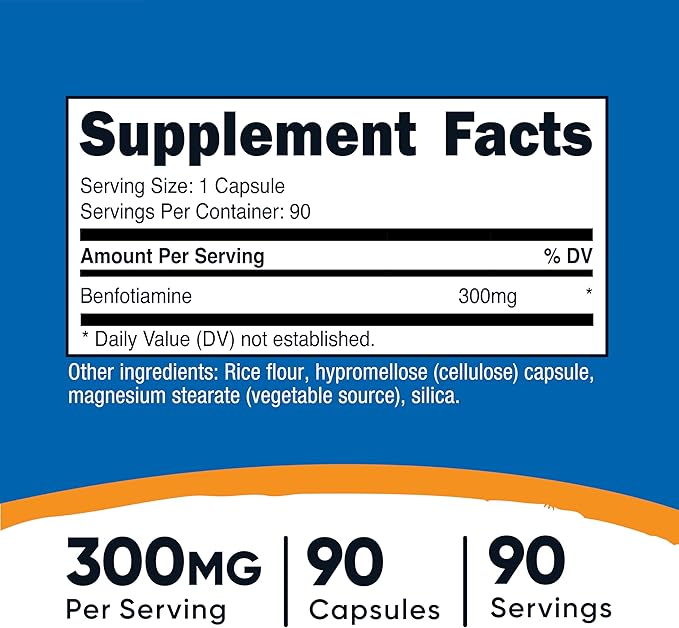 Nutricost Benfotiamine 300mg, 90 Capsules - Gluten Free, Non-GMO, and Vegetarian Friendly Fat Soluble Vitamin B1 (Pack of 2)