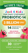Nature's Truth Probiotics for Kids | 30 Chewable Tablets | 3 Billion CFUs | Berry Flavor | Vegetarian, Non-GMO & Gluten Free Supplement