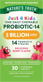 Nature's Truth Probiotics for Kids | 30 Chewable Tablets | 3 Billion CFUs | Berry Flavor | Vegetarian, Non-GMO & Gluten Free Supplement