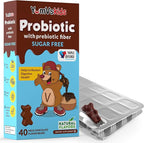 YUM-V'S Probiotics for Kids Chocolate Bears – Kids Probiotic Supplement with 1 Billion CFU – Prebiotic High Fiber Supplements for Digestive Support – Sugar-Free Melt-in-Mouth – 60 Count, Pack of 2