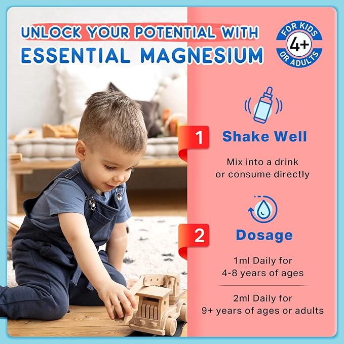 (2 Pack) Magnesium Glycinate Liquid for Kids, Kids Magnesium Liquid Drops Supplement with L-Theanine, Calcium, Zinc, Vitamin D3 K2 for Sleep Calm Relaxation Brain Bones Focus, Cherry Flavor 4 Fl Oz