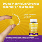 Magnesium Glycinate Gummies 600mg, Non-GMO, Gluten-Free, Magnesium Gummies for Adults & Kids, Sleep, Relaxation & Focus, Pineapple Flavor, 60 Count