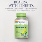 SOLARAY Dandelion Root Supplement - Healthy Kidney and Liver Support - 1,040 mg per Serving - Vegan, Lab Verified, 60-Day Guarantee - 90 Servings, 180 VegCaps