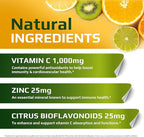 | Vitamin C + ZINC | C - 1000 | VIT C 1000mg | Zinc 25mg | Citrus Bioflavonoids 25mg | Non-GMO & Gluten Free | 120 Capsules
