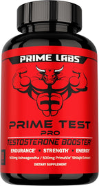 Prime Labs Prime Test Pro - Testosterone Supplement for Men - Test, Vitality, & Energy Booster - with Ashwagandha, PrimaVie Shilajit Extract, & DIM - 60 Capsules