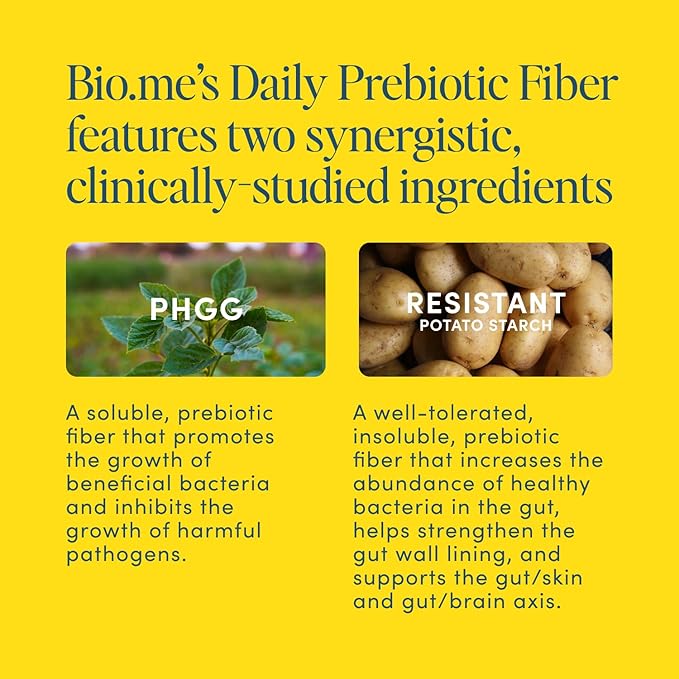 Bio.me Daily Prebiotic Fiber Lemonade with Electrolytes - 7g Per Serving - Soluble Fiber Supplement Powder for Women & Men - Digestive Health, Gut Health & Hydration - Sugar Free - 30 Servings