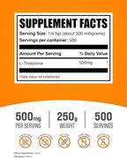 BulkSupplements.com L-Threonine Powder -Threonine Supplement, Amino Acid Supplement - Essential Amino Acid, Gluten Free, 500mg per Serving, 250g (8.8 oz) (Pack of 1)