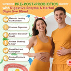Totaria Sugar Free 5-in-1 Probiotic Prebiotic Postbiotic Gummy, 36 Strains Probiotics for Women Men with Digestive Enzymes, Peppermint, Complete Immune, Gut & Digestive Support, Vegan, 60 Counts