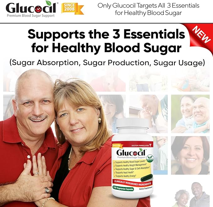 Glucocil – Vegetarian Capsules - Premium Blood Sugar Support - Supports the 3 Essentials for Healthy Blood Sugar - with Berberine, Proprietary Mulberry Leaf, and More
