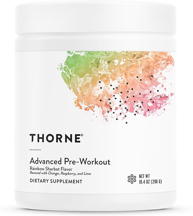 THORNE - Advanced Pre-Workout - Pre-Workout Powder Supplement with Amino Acids, Naturally Derived Caffeine, Alpha GPC & Beta-Alanine - Rainbow Sherbet - NSF Certified for Sport - 20 Servings