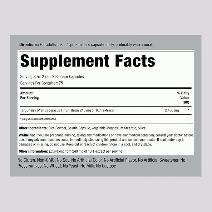 Piping Rock Tart Cherry Extract Supplement | 150 Capsules | Premium Super Fruit | Non-GMO, Gluten Free