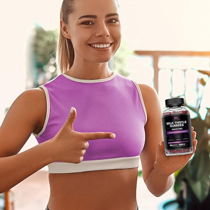 Effective Nutra Milk Thistle Gummies | Sugar-Free Milk Thistle Extract 1000mg for Liver Detox & Antioxidant Support | Vegan, Gluten-Free| 45-Day Supply, Natural Berry Flavor, Made in USA (90 Count)