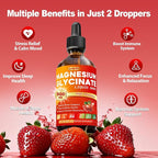 Magnesium Glycinate Liquid Drops 500mg – High Absorption with Vitamin B6, D3, C, Zinc – Supports Mood, Sleep, Heart & Bone Health – Vegan, Non-GMO, Gluten Free – 2 FL OZ, Strawberry Flavor