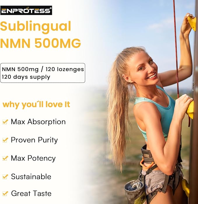 Sublingual NMN 500mg, Max Absorbency & Fast-Acting NMN Supplement（240-Day Supply）, 99% Pure NMN (Nicotinamide Mononucleotide) for NAD, Cell, Immune, Energy, Muscle, Anti-Aging, Longevity, 240 Lozenges
