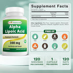 Best Naturals Alpha Lipoic Acid 300 mg 120 Capsules (120 Count (Pack of 3))