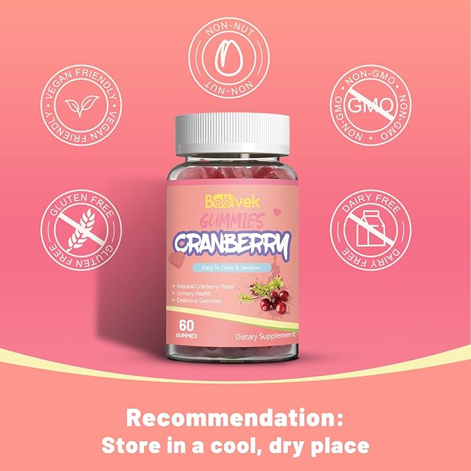 Cranberry Gummies 1000mg, Supplements for Women, with D-Mannose 250mg, Womens Probiotic Gummies, Urinary Tract Health, Cranberry Flavor, NO GMOs, 60 Count(Pack of 2)