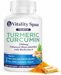 Turmeric Curcumin Supplement 1500mg – 95% Curcuminoids with 10mg BioPerine® Black Pepper – High Absorption Antioxidant Support – Made in USA – 60 Veg Capsules