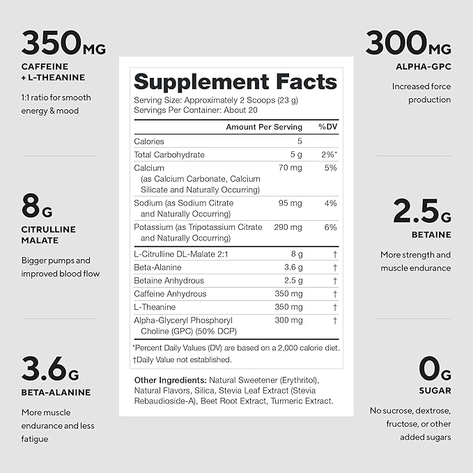 LEGION Pulse Pre Workout - All Natural Nitric Oxide Preworkout Drink to Boost Energy, Creatine Free, Naturally Sweetened, Beta Alanine, Citrulline, Alpha GPC (Watermelon)