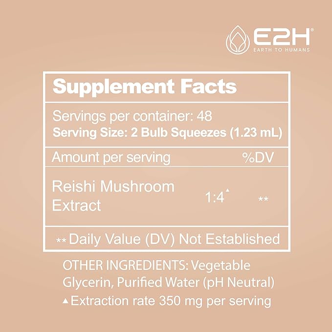 Reishi Mushroom Supplement - Faster Absorption Than Reishi Mushroom Capsules or Powder - Our Reishi Mushroom Extract Promotes Longevity - Reishi Mushroom Tincture - 2 Fl Oz by E2H