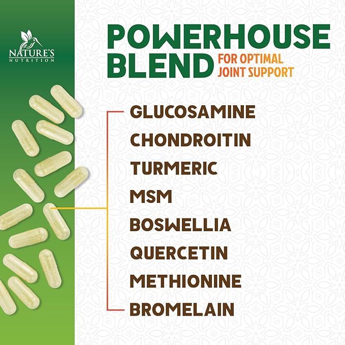 Glucosamine Chondroitin MSM - Joint Support Supplement for Joint Mobility, Comfort and Cartilage Support For Men and Women - Glucosamine Complex Supplements with Turmeric & Boswellia - 120 Capsules