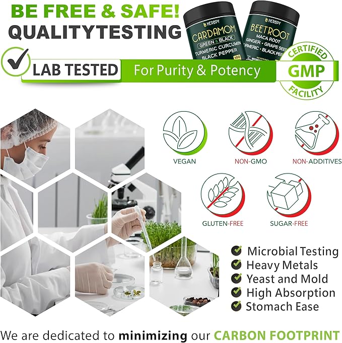 Bundle 6in1 Beet Root Capsules 100 Count & 4in1 Cardamom Capsules 100 Count - Support Restful Night, Heart Health, Digestion & Natural Wellness