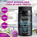 ELEVATE NUTRITION Milk Thistle - 288 mg, 80% Silymarin Extract - 120 Vegan Capsules - Dietary Health Supplement - Helps Maintain Liver Function & Digestive Comfort