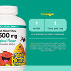 Natural Factors, Kids Chewable Vitamin C 500 mg, Supports Immune Health, Bones, Teeth and Gums, Tropical, 180 Count (Pack of 1)