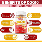 Sugar Free CoQ10 Gummies 200mg/400mg, w/ Methyl B12 1000mcg, B6, Rhodiola Rosea & Panax Ginseng, Ultra Absorption CoQ10 Supplement for Energy, Hear-t Health, Antioxidant & Brain Support,60-Day Supply