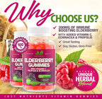 Elderberry 200mg Gummies with Vitamin C, Echinacea, Propolis (100 count) - Immune Support for Adults & Kids - Maximum Strength, Great Tasting Raspberry Flavor - Gluten-Free, Vegan - 100 Gummies