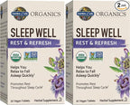 Garden of Life Organics Sleep Well Rest & Refresh 30 Tablets, Green Tea Extract L-Theanine, Valerian Root, Chamomile, Probiotics-Organic Non-GMO Vegan Gluten Free Herbal Supplement(Pack of 2)