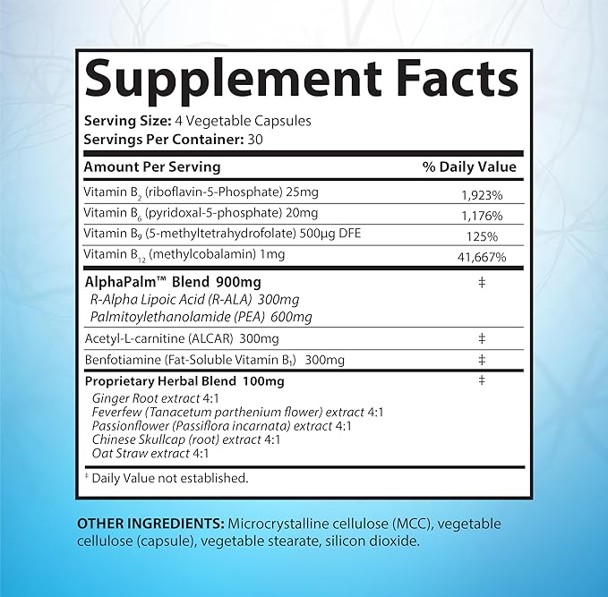 SciatiEase Sciatic Nerve Health Support Supplement - Nerve Support Formula with AlphaPalm, Pea, Vitamin B Complex, Alpha Lipoic Acid 300mg - 6 Bottles