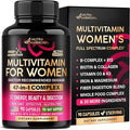 Multivitamin for Women - B-Complex | Whole Foods | Hair Growth Support | Digestion & Metabolism | Iron - 47in1 Womens Multivitamin - Bioavailable & Gentle on Stomach - Made in USA - 90 Capsules