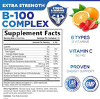 Vitamin B Complex Gummies - Extra Strength Super B Vitamin Gummy with Vitamin C For Immune Support - Energy Support Supplements with Folic Acid, Niacin, B6, B12 & Biotin for Men & Women - 60 Gummies