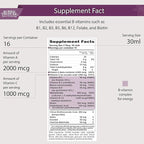 Buried Treasure B Complete - Liquid Vitamin B Complex with MethylCobalamin B12 & MethylFolate B9, Biotin, B1, B2,B3, B5, B6, Liquid & Sugar-Free, Women & Men, Dose Cup for Measuring