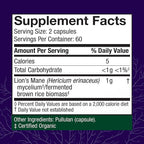 Host Defense Mushrooms Lion's Mane - Supplement Capsules for Brain Health Support - Mushroom Support for Focus & Memory Function - Immune & Nervous System Supplement - 120 Capsules