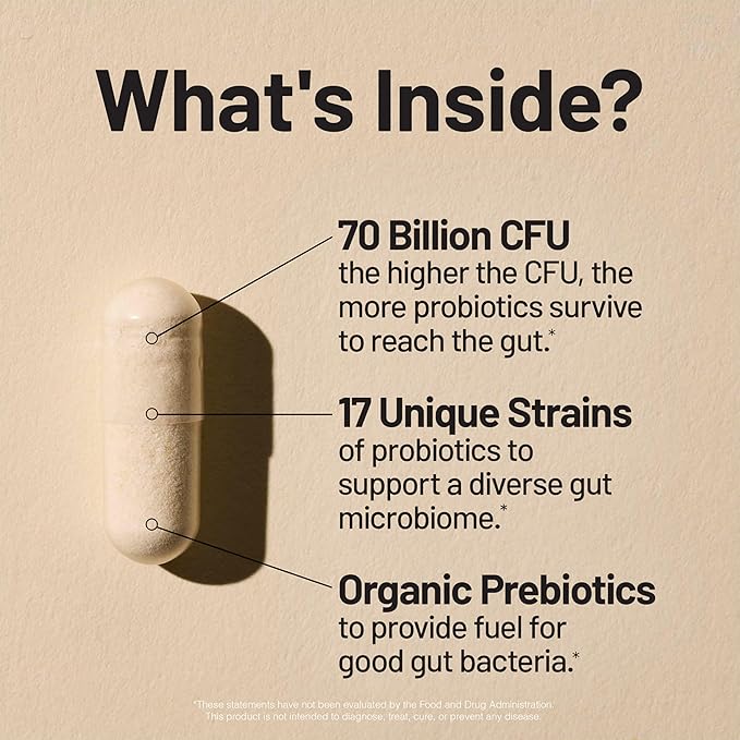 NatureWise Probiotics 70 Billion CFU - 17 Strains + Organic Prebiotics - Immune, Digestive & Gut Health Support for Women & Men - Vegetarian, Gluten-Free, Non-GMO - 30 Capsules[1-Month Supply]