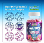 Calcium Supplement Gummies - Sugar Free Calcium Gummy with Vitamin D3 for Best Absorption - Supports Immune Health, Bones & Teeth - Nature's Calcium Chews for Women & Men - Berry Flavor - 120 Gummies