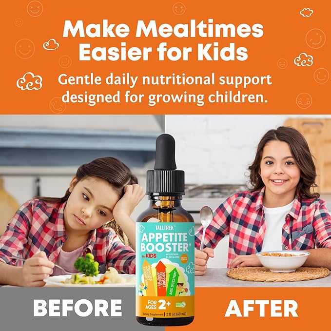 Appetite Booster Drops for Kids - Toddler Liquid Formula to Support Healthy Nutrient Absorption with Vitamins B1 B3 B6 B12 Zinc & L-Lysine - Ages 2+ - Sugar-Free 2 Fl Oz