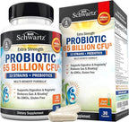 Probiotic 65 Billion - Probiotics with Prebiotic for Women & Men - Lactobacillus Acidophilus Digestive Health Capsules - Targeted Release Technology - Shelf Stable Supplement Non-GMO Dairy Free-30ct