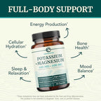 Potassium Magnesium Supplement | High Strength Electrolyte Balance for Heart Health & Muscle Support | 400 MG Potassium + 400 MG Magnesium | Energy, Bone Health, Sleep & Mood Support | 90 Ct.