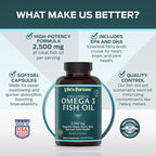 Life's Fortune Fish Oil Omega 3 Concentrate Supplement 2500 mg, 120 Softgels, High Potency, EPA & DHA Fatty Acid - Heart, Brain, Skin, Joints - Non GMO