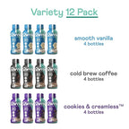 OWYN Only What You Need Protein Shake Variety Pack, Vanilla, Cold Brew Coffee, Cookies and Creamless Flavored Protein Shakes, 20g Protein, 4g Sugar, 3g Fiber, Dairy Free, Plant Based Protein, 12 CT
