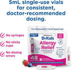 Dr. Kids Children's Allergy Relief Medicine with Diphenhydramine HCl 12.5 mg - Pre-Measured Single-Use Vials, Kids Antihistamine for Sneezing, Runny Nose & Itchy Eyes, Mixed Berry Flavor, 48 Count