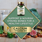Calcium 1200 mg with Vitamin D3 Per Serving - Bone Health Supplement, Vitamin D & Calcium Supplements for Women & Men - Bone, Teeth & Immune Support, Nature's Calcium Pills, USA Bottled - 60 Tablets