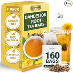 LeafLea Dandelion Root Tea Bags, 160 Dandelion Tea Bags, Natural Dried Dandelion Root, Caffeine-Free, Vegan, Gluten-Free, No Sugar, Sealed for Fresh Flavor, 4 Pack